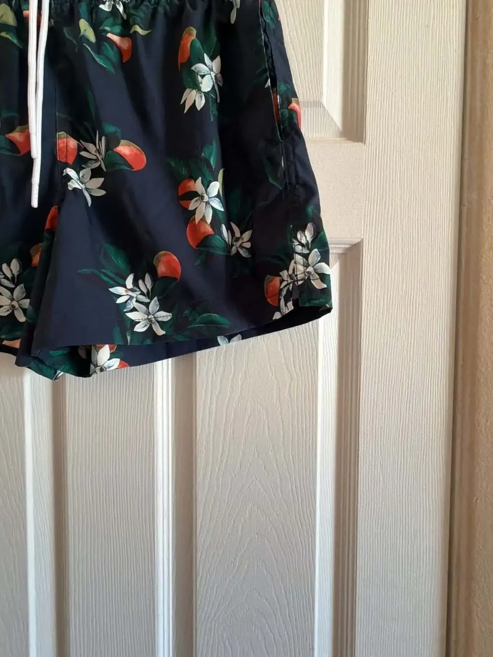 Abercrombie & Fitch Navy Blue Orange Blossom Floral Print Swim Shorts